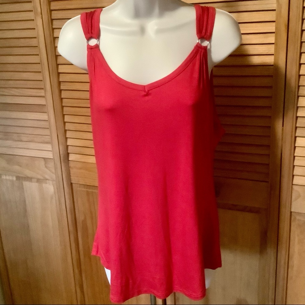☀️☀️NOBO Red Tank Top with silver rings on straps jr XL or Reg Large New